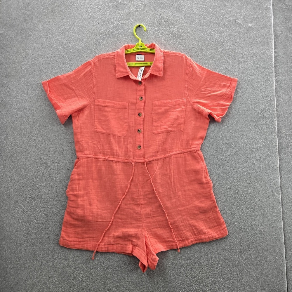 Old Navy Women Shorts XL PETITE Coral Romper Short Sleevev Coastal Beachy